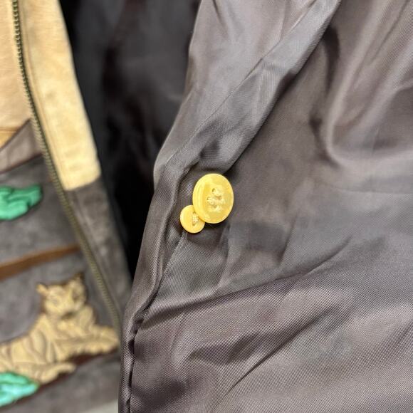 The Quacker Factory Safari Suede Leather Coat Brown Lined Zip Women's Size S - Picture 7 of 10